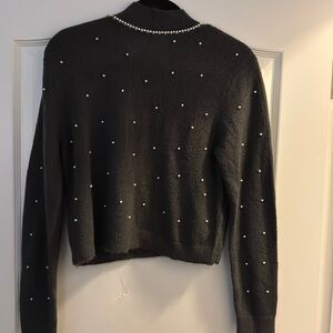 ZARA sweater pearls and rhinestones